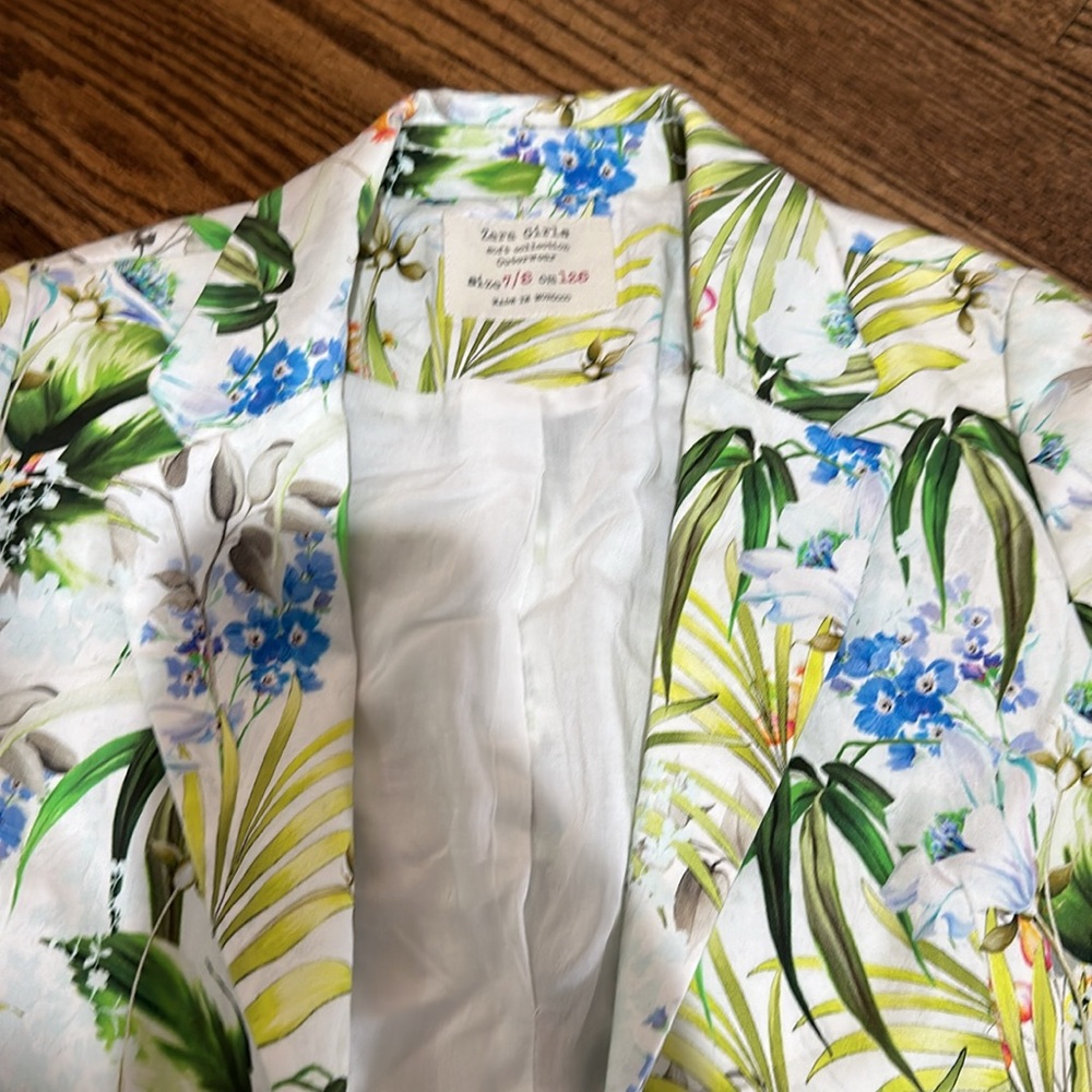 Zara floral blazer size 7/8 - Picture 3 of 4